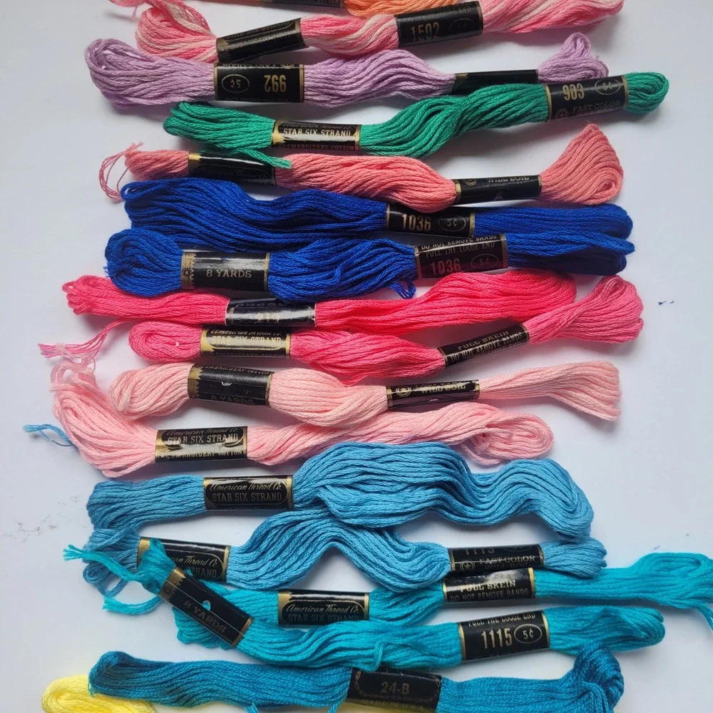 Vintage Embroidery Floss Lot JP Coats American Thread Co Star Six Strand